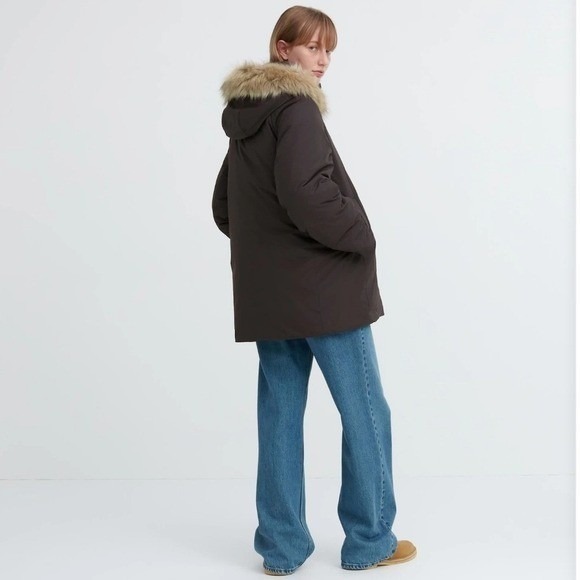 Uniqlo Women's Down Coat Hooded Faux Fur‎ Trim Black XL Down Blend Warm - Picture 12 of 12